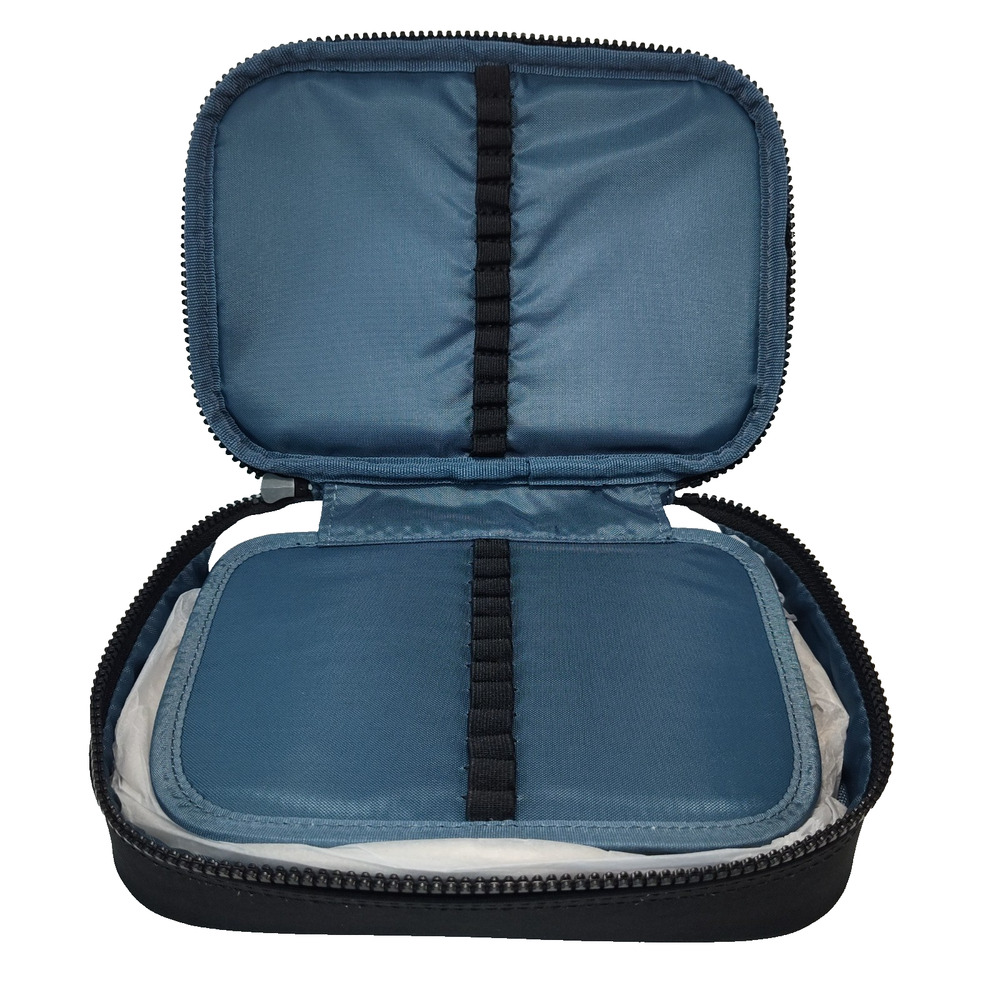 Kipling 100 Pens/Pencils Accessory Nylon Travel Case-Black and Blue-NWT